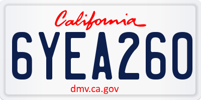 CA license plate 6YEA260