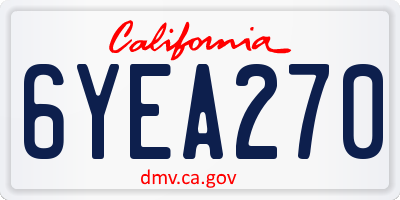 CA license plate 6YEA270