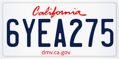 CA license plate 6YEA275