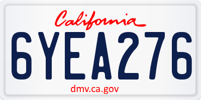 CA license plate 6YEA276