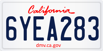 CA license plate 6YEA283
