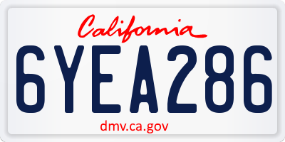 CA license plate 6YEA286