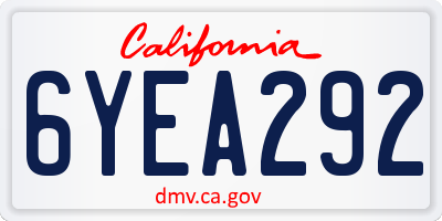 CA license plate 6YEA292