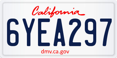 CA license plate 6YEA297