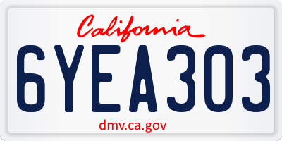CA license plate 6YEA303