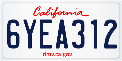 CA license plate 6YEA312