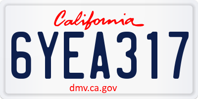 CA license plate 6YEA317