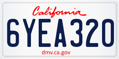 CA license plate 6YEA320