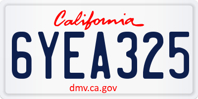 CA license plate 6YEA325