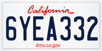 CA license plate 6YEA332