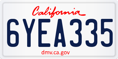 CA license plate 6YEA335