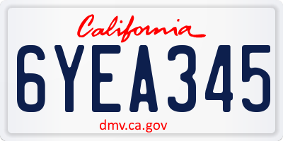 CA license plate 6YEA345