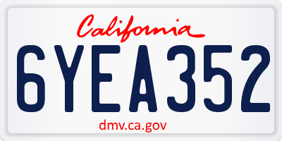CA license plate 6YEA352