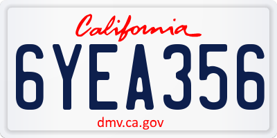 CA license plate 6YEA356