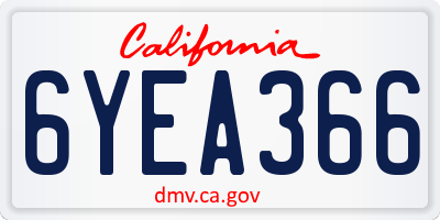 CA license plate 6YEA366