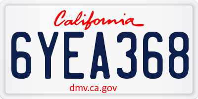 CA license plate 6YEA368