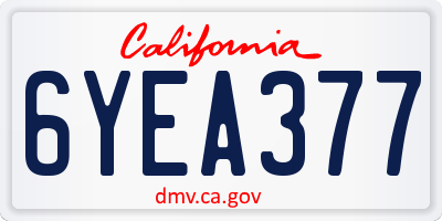 CA license plate 6YEA377