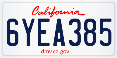 CA license plate 6YEA385