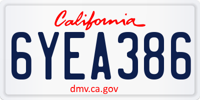 CA license plate 6YEA386