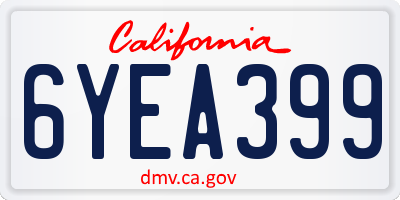 CA license plate 6YEA399