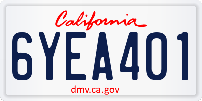 CA license plate 6YEA401