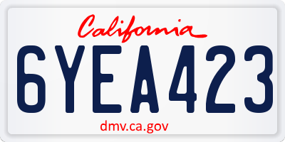 CA license plate 6YEA423