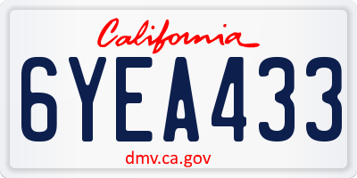 CA license plate 6YEA433