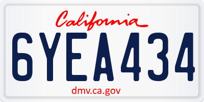 CA license plate 6YEA434