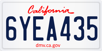 CA license plate 6YEA435