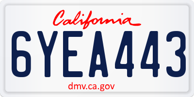 CA license plate 6YEA443