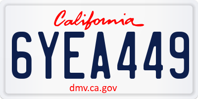 CA license plate 6YEA449