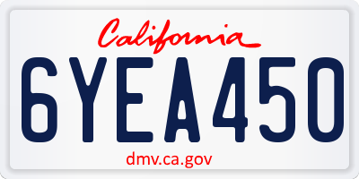 CA license plate 6YEA450