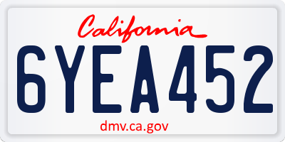 CA license plate 6YEA452