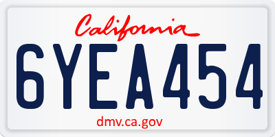 CA license plate 6YEA454