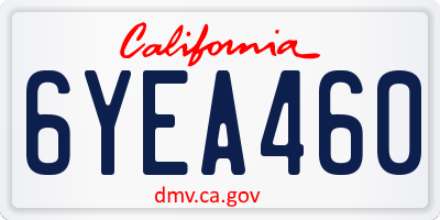 CA license plate 6YEA460