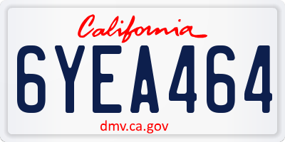 CA license plate 6YEA464