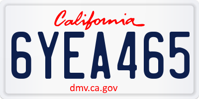CA license plate 6YEA465