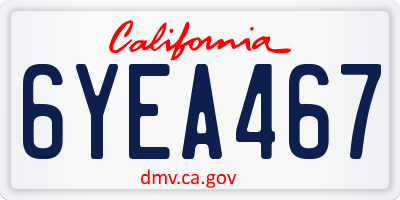 CA license plate 6YEA467
