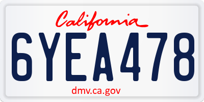 CA license plate 6YEA478
