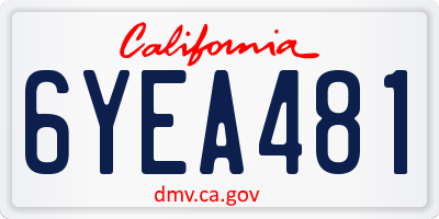 CA license plate 6YEA481