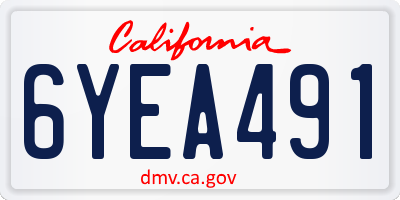 CA license plate 6YEA491
