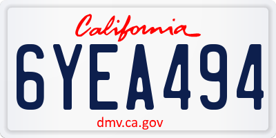 CA license plate 6YEA494