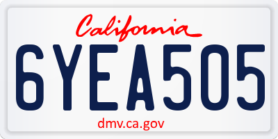 CA license plate 6YEA505