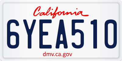 CA license plate 6YEA510
