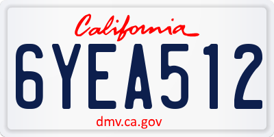CA license plate 6YEA512