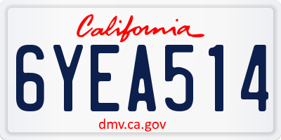 CA license plate 6YEA514