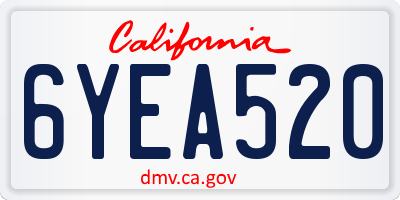 CA license plate 6YEA520