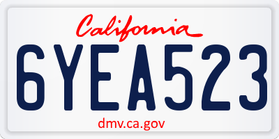 CA license plate 6YEA523