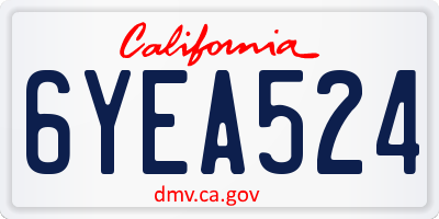 CA license plate 6YEA524