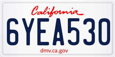 CA license plate 6YEA530